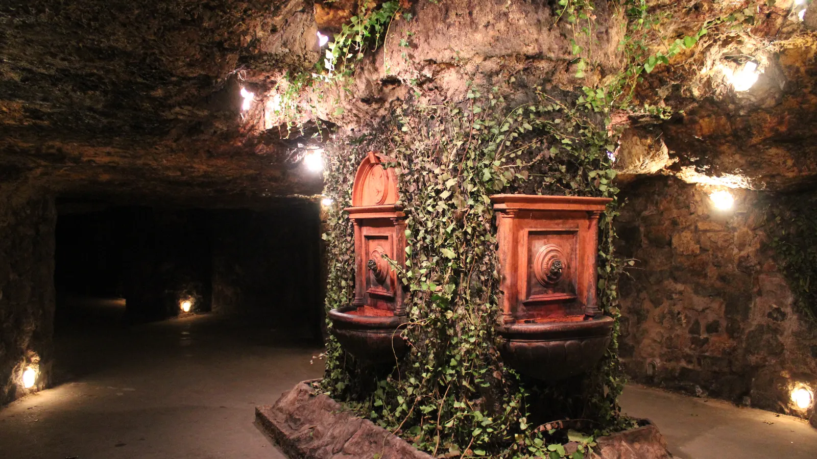 A dimly lit passage in the labyrinth under Buda Castle Hill