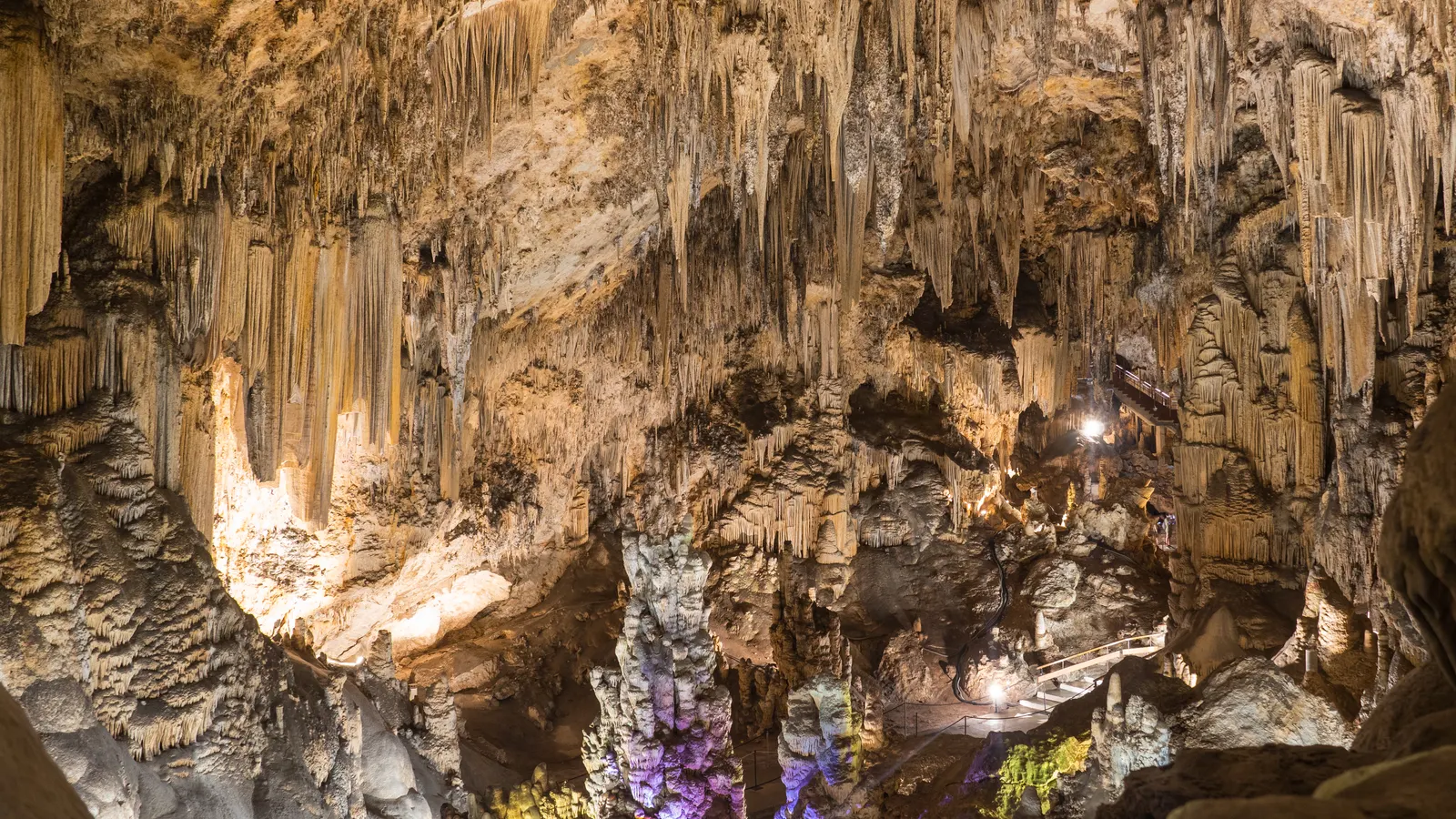A densely hung dripstone ceiling in one of the chambers of the Cueva de Nerja