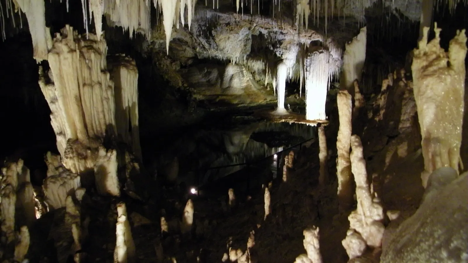 Formations reflected in the underground lake of Lake Cave near Margaret River