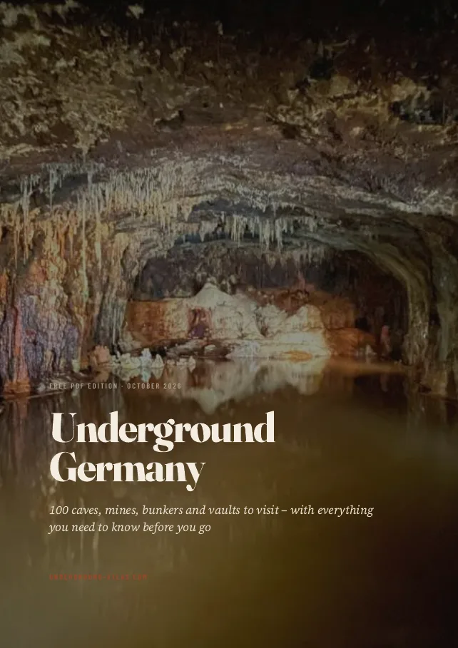 Cover of the free PDF travel guide Underground Germany showing the Saalfeld Fairy Grottoes